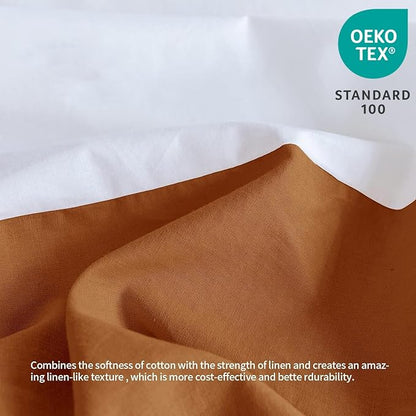 BISELINA French Linen Bed Skirt with Pleated Corner 14-Inch Tailored Drop Natural Flax Cotton Blend Basic Dust Ruffle Soft Cozy Farmhouse Bedding (14" King, Basic Rust)