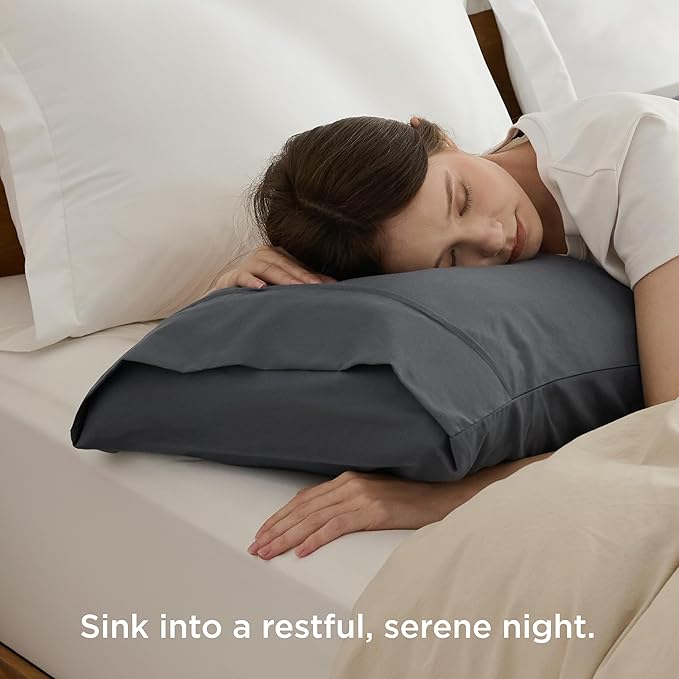 Bedsure Pillow Cases Standard Size Set of 4 - Dark Grey Brushed Microfiber Pillowcases 4 Pack, Super Soft Pillow Case Covers with Envelope Closure for Kids, Wrinkle, Fade Resistant, 20x26 Inches