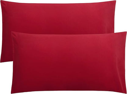 FLXXIE King Pillow Cases Set of 2, Soft Microfiber Pillow Covers with Envelope Closure, Wrinkle, Fade and Stain Resistant Pillowcases, 20x36, Wine Red