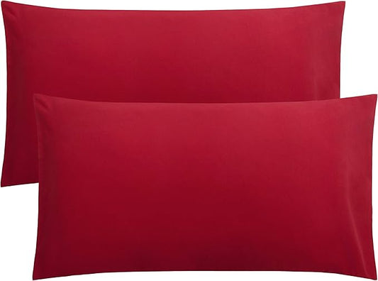 FLXXIE King Pillow Cases Set of 2, Soft Microfiber Pillow Covers with Envelope Closure, Wrinkle, Fade and Stain Resistant Pillowcases, 20x36, Wine Red