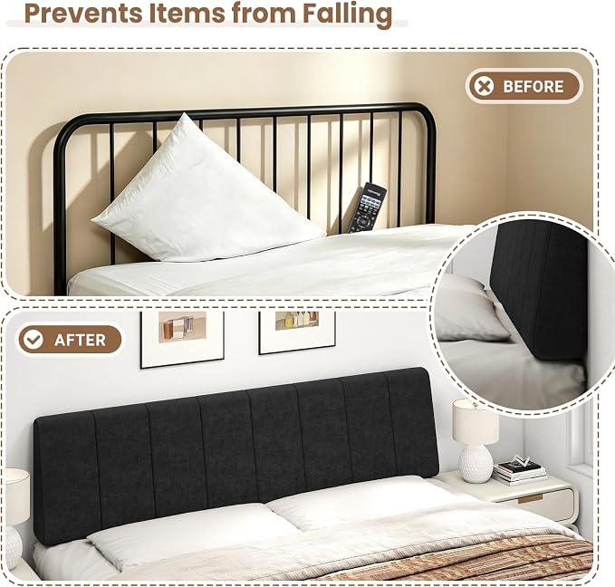 King Size Headboard Only-No Assembly Required, Black | Easy to use no assembly required, Linen fabric and extra-thick foam for added comfort, Modern style headboard king size
