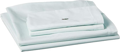 Lacoste 100% Cotton Percale 4-Piece Sheet Set – Cool, Crisp, Matte, and Durable, Oeko-Tex Certified – Solid, Iced Mint, King