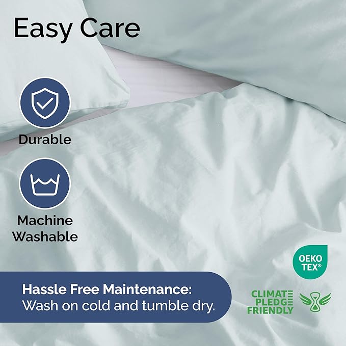 Duvet Cover Queen Size Set - Extra Soft Queen Duvet Cover 90" x 90" with 2 Pillow Shams - Hotel Luxury, Easy Care & Fade Free w/ Zipper Closures & Ties - All Season, Comfy and Breathable (Ice Blue)