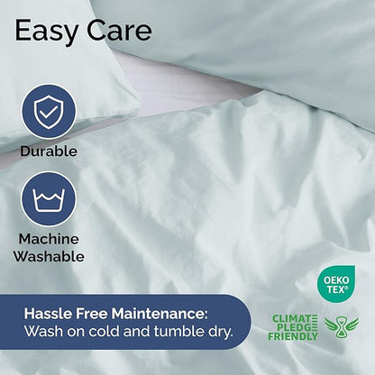 Duvet Cover Queen Size Set - Extra Soft Queen Duvet Cover 90" x 90" with 2 Pillow Shams - Hotel Luxury, Easy Care & Fade Free w/ Zipper Closures & Ties - All Season, Comfy and Breathable (Ice Blue)