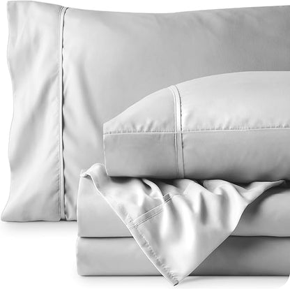 Bare Home King Sheet Set - 1800 Ultra-Soft Microfiber King Bed Sheets - Double Brushed - Deep Pockets - Easy Fit - 4 Piece Set - Bedding Sheets & Pillowcases (King, Cloud Grey)