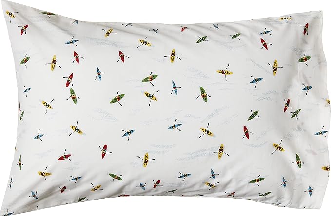Eddie Bauer - Queen Sheets, Cotton Percale Bedding Set, Crisp & Cool Home Decor (Kayaks, Queen)