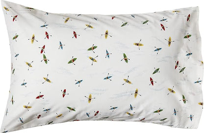 Eddie Bauer - Queen Sheets, Cotton Percale Bedding Set, Crisp & Cool Home Decor (Kayaks, Queen)
