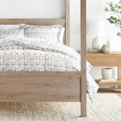 LINENS & HUTCH Comforter Set Patterned Microfiber All Season Down-Alternative Ultra Soft Bedding in Mayan Stamp - Full/Queen Mayan Stamp Gray