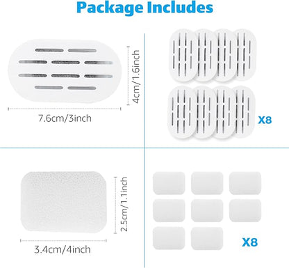 DOOOB Cat Water Fountain Filters, 16 Pack Cat Fountain Filter, Cat Fountain Replacement Filters for DOOOB Ceramic Cat Water Fountain, Pet Water Fountain Filters (8 Filters & 8 Sponges)