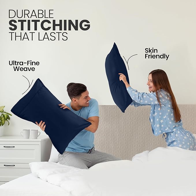Pillow Covers by Utopia Bedding - King Standard Size 2-Pack – Soft Brushed Microfiber – Perfect for Hospitals, Hotels, Guest Rooms – Oeko-TEX Certified, 20x36 Inches (Navy)