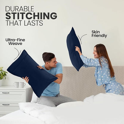 Pillow Covers by Utopia Bedding - King Standard Size 2-Pack – Soft Brushed Microfiber – Perfect for Hospitals, Hotels, Guest Rooms – Oeko-TEX Certified, 20x36 Inches (Navy)