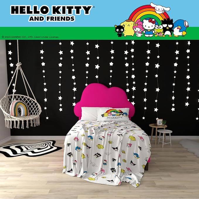 Collectibles Hello Kitty & Friends Bedding Super Soft Cozy Cotton 3 Piece Twin Sheet Set, (Officially Licensed Product) By Franco