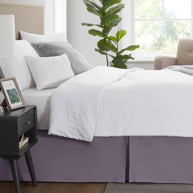 Nestl Grayish Purple Twin XL Bed Skirt - Twin XL Size Bed Skirt 14 Inch Drop - Brushed Microfiber Bed Skirts - Hotel Quality Pleated Bed Skirt - Shrinkage & Fade Resistant