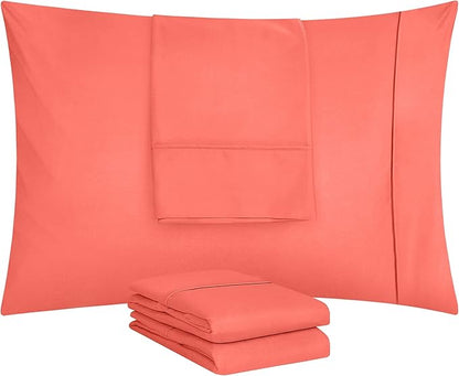 Utopia Bedding Queen Pillow Cases - 4 Pack - Envelope Closure - Soft Brushed Microfiber Fabric - Shrinkage and Fade Resistant Pillow Covers Queen Size 20 X 30 Inches (Queen, Coral)