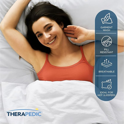 Therapedic 100% Egyptian Cotton King 6-Piece Sheet Set – Naturally Cooling & Breathable Sateen, Preshrunk Garment Wash, 16" Deep Pocket Fitted Sheet, Bonus Pillowcases, Soft & Durable - Dove