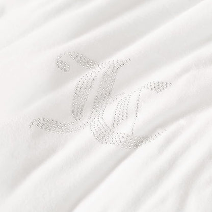 Juicy Couture Angel White Velour King Comforter Set - 3 Piece Luxury Bedding Ensemble