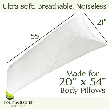 Four Seasons Essentials Body Size Waterproof Pillow Protector (Set of 1) - Natural Viscose derived from Bamboo Pillow Covers - Hypoallergenic Dust Proof Zippered Encasements for 20" x 54" Pillows