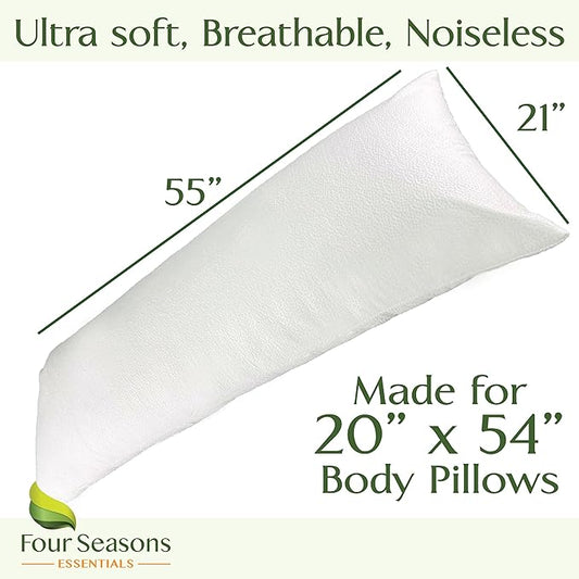 Four Seasons Essentials Body Size Waterproof Pillow Protector (Set of 1) - Natural Viscose derived from Bamboo Pillow Covers - Hypoallergenic Dust Proof Zippered Encasements for 20" x 54" Pillows