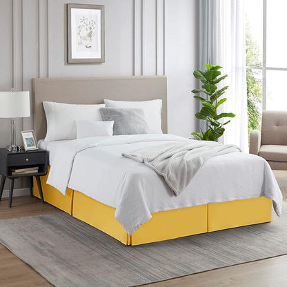 Nestl Yellow Bed Skirt Cal King Size - Cal King Bed Skirt 14 Inch Drop - Brushed Microfiber Bed Skirts - Hotel Quality Pleated Bed Skirt - Shrinkage & Fade Resistant