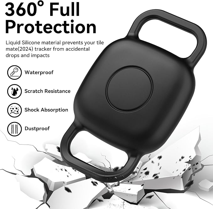 DDJ Waterproof Dog Collar Holder for Life360 Tile Mate Tracker, 4-Pack Durable Silicone Cover, Anti Lost for Tile Tracker Case for Cat & pet Collars, Easy Installation, Black, Pink Punch, White, Pink