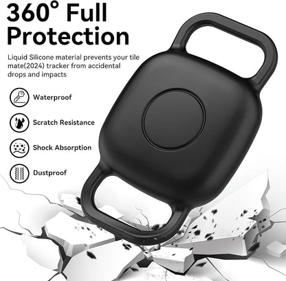 DDJ Waterproof Dog Collar Holder for Life360 Tile Mate Tracker, 4-Pack Durable Silicone Cover, Anti Lost for Tile Tracker Case for Cat & pet Collars, Easy Installation, Black, Pink Punch, White, Pink