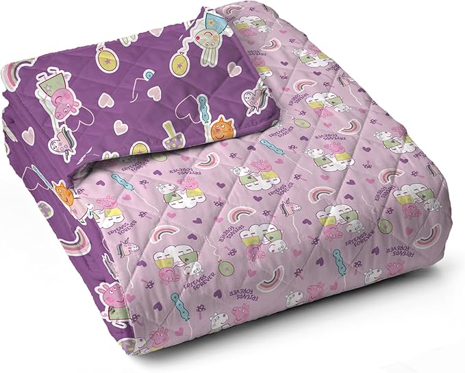 Peppa Pig Fairgrounds Quilted Throw Blanket – Soft Blanket for Kids Featuring Peppa Pig, Lightweight Bedding for Bed, Couch, or Sleepovers, 60 x 80 Inches