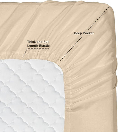 Clara Clark Premier 1800, Twin XL 3PC Microfiber Bed Linen Set, Beige Cream - Ultra Soft, Deep Pocket, Fade Resistant, 3 Piece Sheet Set with 1 Pillowcase