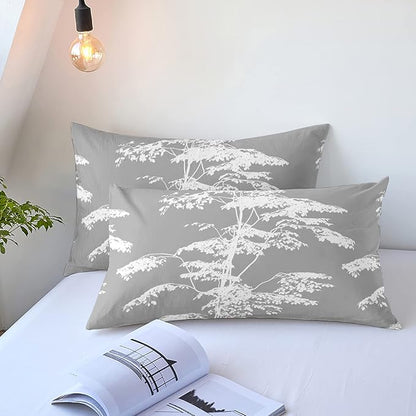 YIYEA Pillow Cases Queen Size Set of 4, Ultra Soft 1800TC Hotel Quality Double Brushed Microfiber Embroidered Pillowcases and Floral Pillow Covers, Envelope Closure, Fade Resistant (20"x30")