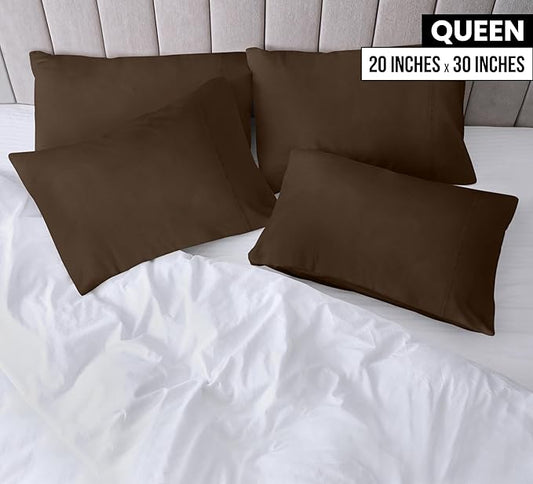 Utopia Bedding Queen Pillow Cases - 4 Pack - Envelope Closure - Soft Brushed Microfiber Fabric - Shrinkage and Fade Resistant Pillow Covers Queen Size 20 X 30 Inches (Queen, Brown)