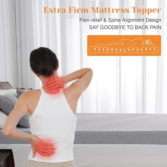 Extra Firm Mattress Topper Full, 3 Inch High-Density Firm Mattress Pad for Back Pain Relief, Bed Topper with Removable Cover, No Smell, No Slip, CertiPUR-US Certified,75" x 54"