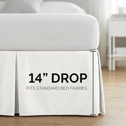 Southshore Fine Living, Inc. Twin Size Bed Skirt, 14-Inch Drop Pleated Bed Skirt for Twin Mattress, Dust Ruffle for Twin Size Bed, Bright White