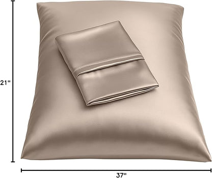 BLISSFORD Satin Pillowcase with Zipper, for Hair and Skin Care, Feels Soft and Cool Like a Silk Pillowcase, Satin Pillow Cases 2 Pack, Slik Pillow Cover, Pewter, Standard Size -Set of 2