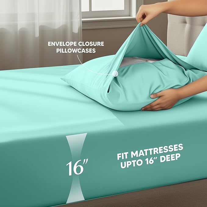Utopia Bedding Twin Bed Sheets Set - 3 Piece Bedding - Brushed Microfiber - Shrinkage and Fade Resistant - Easy Care (Twin, Spa Blue)