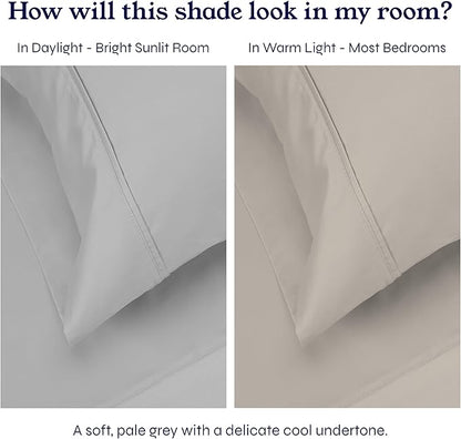 California Design Den 2-Pack Full Size Sheet Sets 400 Thread Count 100% Cotton Sateen - Soft and Breathable Sheets, 2 Sets of Deep Pocket Bed Sheets - Light Grey
