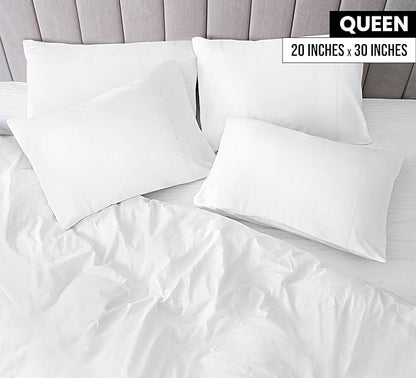 Utopia Bedding Queen Pillow Cases - 4 Pack - Envelope Closure - Soft Brushed Microfiber Fabric - Shrinkage and Fade Resistant Pillow Covers Queen Size 20 X 30 Inches (Queen, White)