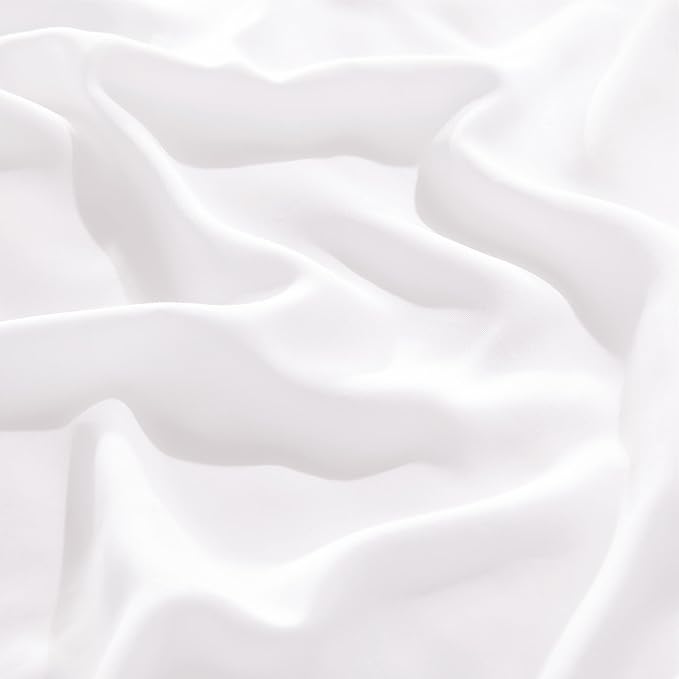 Bedsure Full Size Bed Sheets, Cooling Sheets, Rayon Derived from Bamboo, Deep Pocket Up to 16", PureWoven, Breathable & Soft, Hotel Luxury Silky Bedding for Hot Sleepers, White