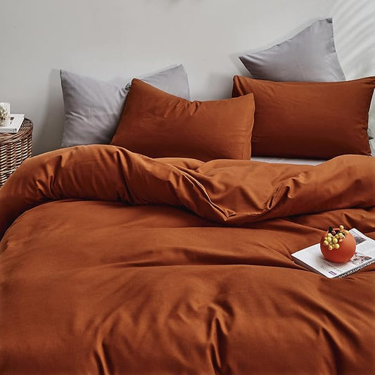 Houseri Burnt Orange Comforter Set Full Teen Boys Girls 3 PCS Rust Bedding Sets Full Size Terracotta Caramel Comforter Lightweight Breathable Soft Comfy Modern Reddish Brown Bed Quilts Blankets Full
