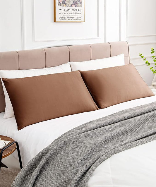 Warmstar Cotton Pillow Cases Queen Size Set of 2, 600 Thread Count Pillowcases 20x30 Inches, Soft Long Staple Cotton Pillowcases Breathable with Envelope Closure,Coffee Brown