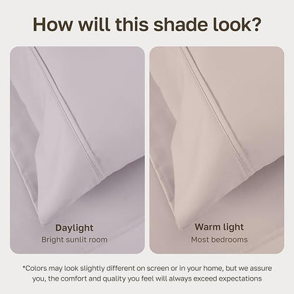 California Design Den Full Size Bed Sheets Set - Soft 400 Thread Count Sateen, Natural 100% Cotton Sheets with Deep Pockets, Breathable, and Durable Bedding Set - Dusky Lavender Grey