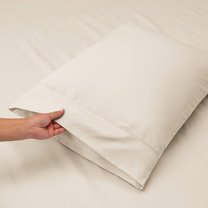 Nestl Twin Size Sheet Set, 4 Piece Extra Deep Pocket (18-24 inches), Microfiber, Hotel Luxury, Soft, Breathable, Wrinkle-Free, Easy to Care, Off White