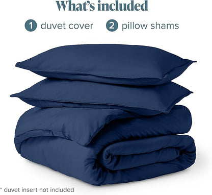 Bare Home Bedding Duvet Cover Oversized King Size - Premium 1800 Super Soft Collection - Lightweight, Duvet Cover - Soft Textured Bedding (Oversized King, Dark Blue)
