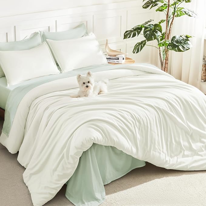 Litanika Twin XL Comforter Set Ivory - 2 Pieces Extra Long Bed Set for College Dorm, All Season Bedding Set for Girls and Boys