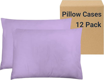 ZPECC Pillow Cases King Size Set of 12, 20x36 Envelope Closure Pillowcases, Soft Plain Brushed Microfiber Covers Hypoallergenic Breathable, Lavender