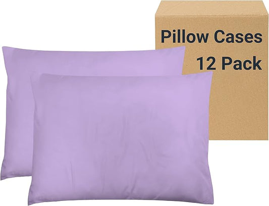 ZPECC Pillow Cases Queen Size Set of 12, 20x30 Envelope Closure Pillowcases, Soft Plain Brushed Microfiber Covers Hypoallergenic Breathable, Lavender