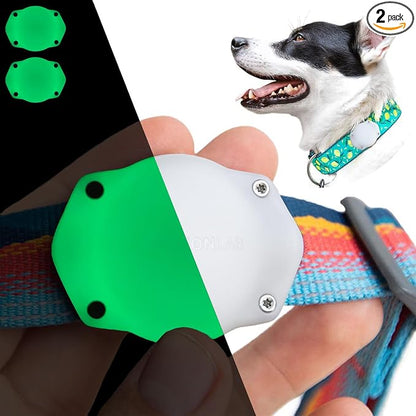 AirTag Dog Collar Holder - Waterproof - Elevation Lab (2 Pack) | Secure, Durable, Fits Any Collar Width, Doesn't Dangle, Comfortable, Glow in The Dark