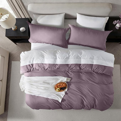 Nestl Twin Duvet Cover Set - Soft Prewashed Dusty Purple Duvet Cover Twin/Twin XL, 2 Piece, with Zipper Closure, 1 Duvet Cover 68x90 inches and 1 Pillow Sham