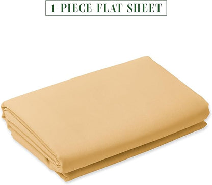 Luxury Flat Sheet on Amazon Elegant Comfort Wrinkle-Free 1500 Premier Hotel Quality 1-Piece Flat Sheet, California King Size, Gold