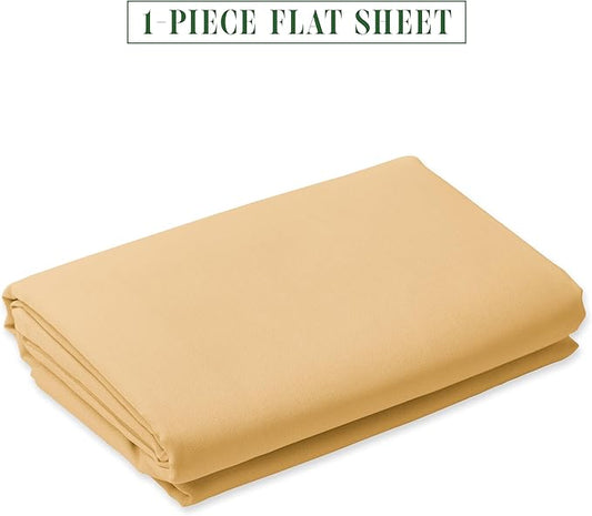 Luxury Flat Sheet on Amazon Elegant Comfort Wrinkle-Free 1500 Premier Hotel Quality 1-Piece Flat Sheet, King Size, Gold