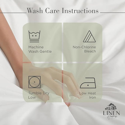 Linen Home 100% Cotton Percale Sheets Twin Size, Sage, Deep Pocket, 3 Pieces Set - 1 Flat, 1 Deep Pocket Fitted Sheet and 1 Pillowcase, Crisp Cool and Strong Bed Linen