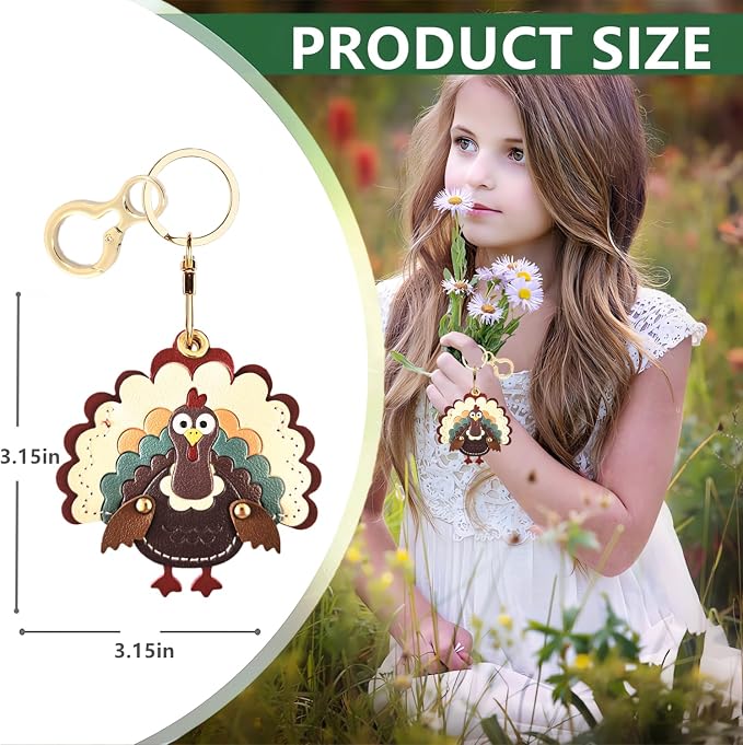 BORKUANA Leather Keychain Holder Case Compatible with AirTag,Cute Protective Cover with Keyring